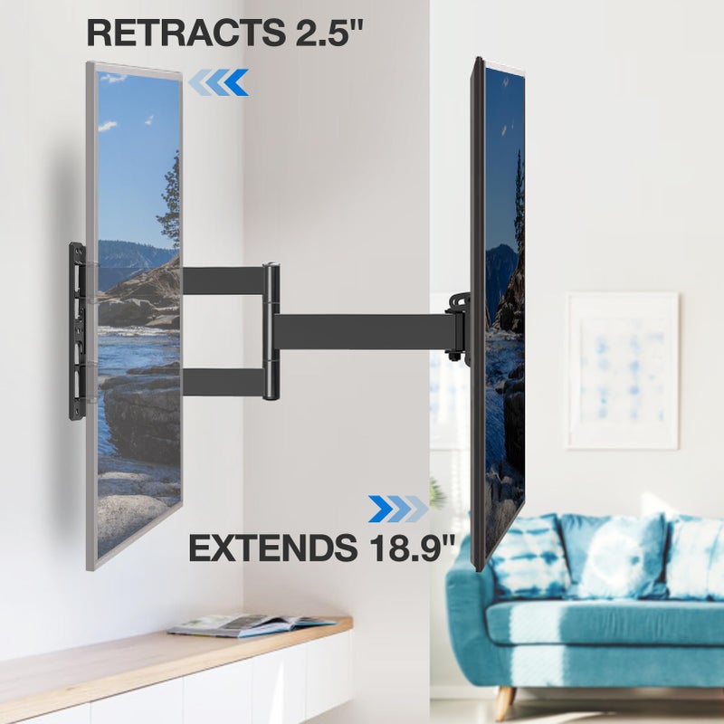 MOUNTUP TV Wall Mount Full Motion Tilting TV Mount Bracket for Most 26-55 Inch Flat Curved TVs with Swivels Articulating Arms Max VESA 400X400mm and 88lbs Fits Single Stud MU0014 - Image 3